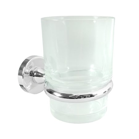 Deltana Chrome 3-3/4 Tall Glass Tumbler / Toothbrush Holder W/ Zinc Mount from the Nobe Series BBN2014-26-XCP10